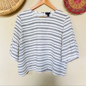 Who What Wear cropped striped blouse